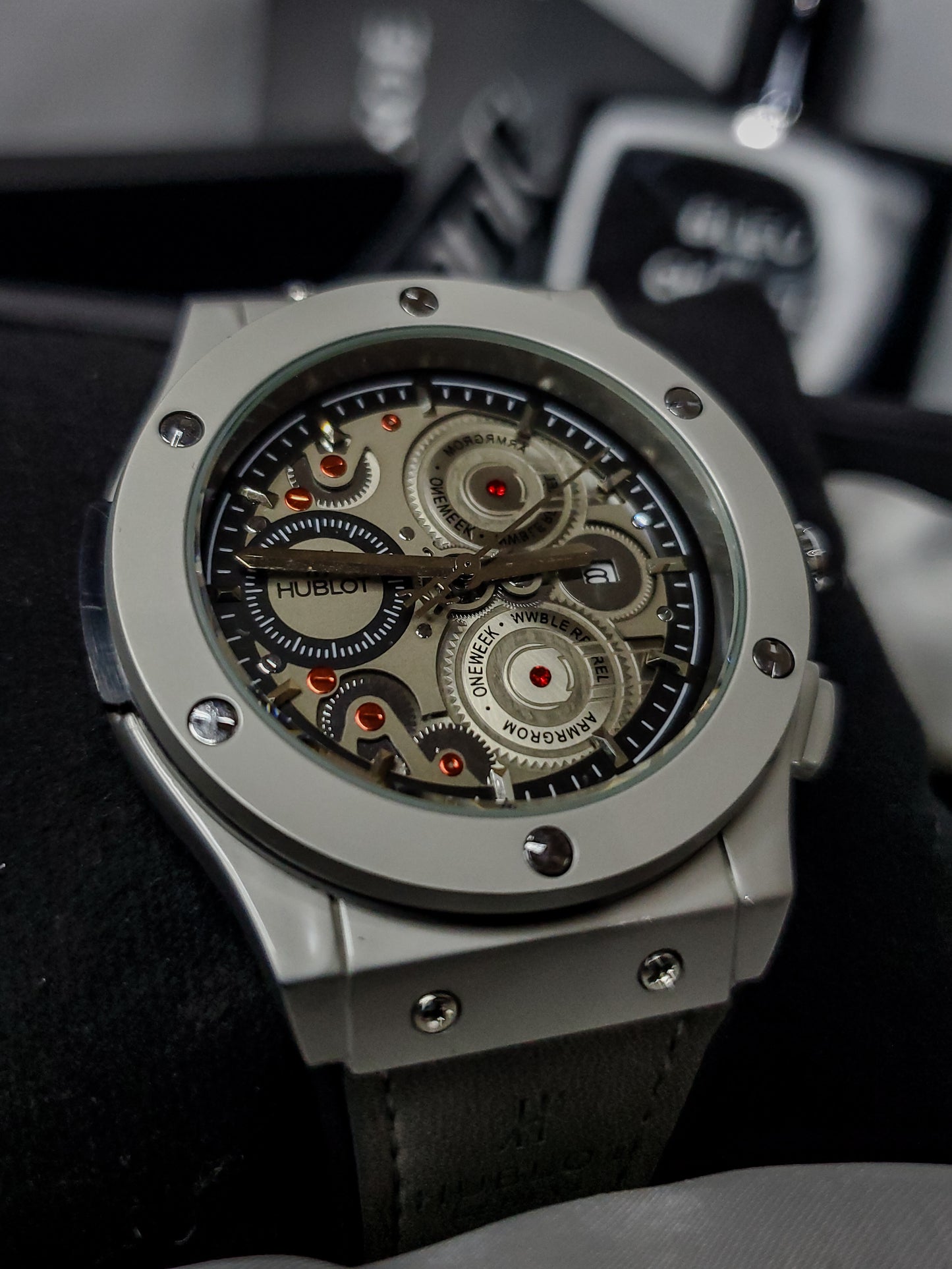 Hublot Vista - Leather Strap - Grey - Noir Edition (60% OFF)