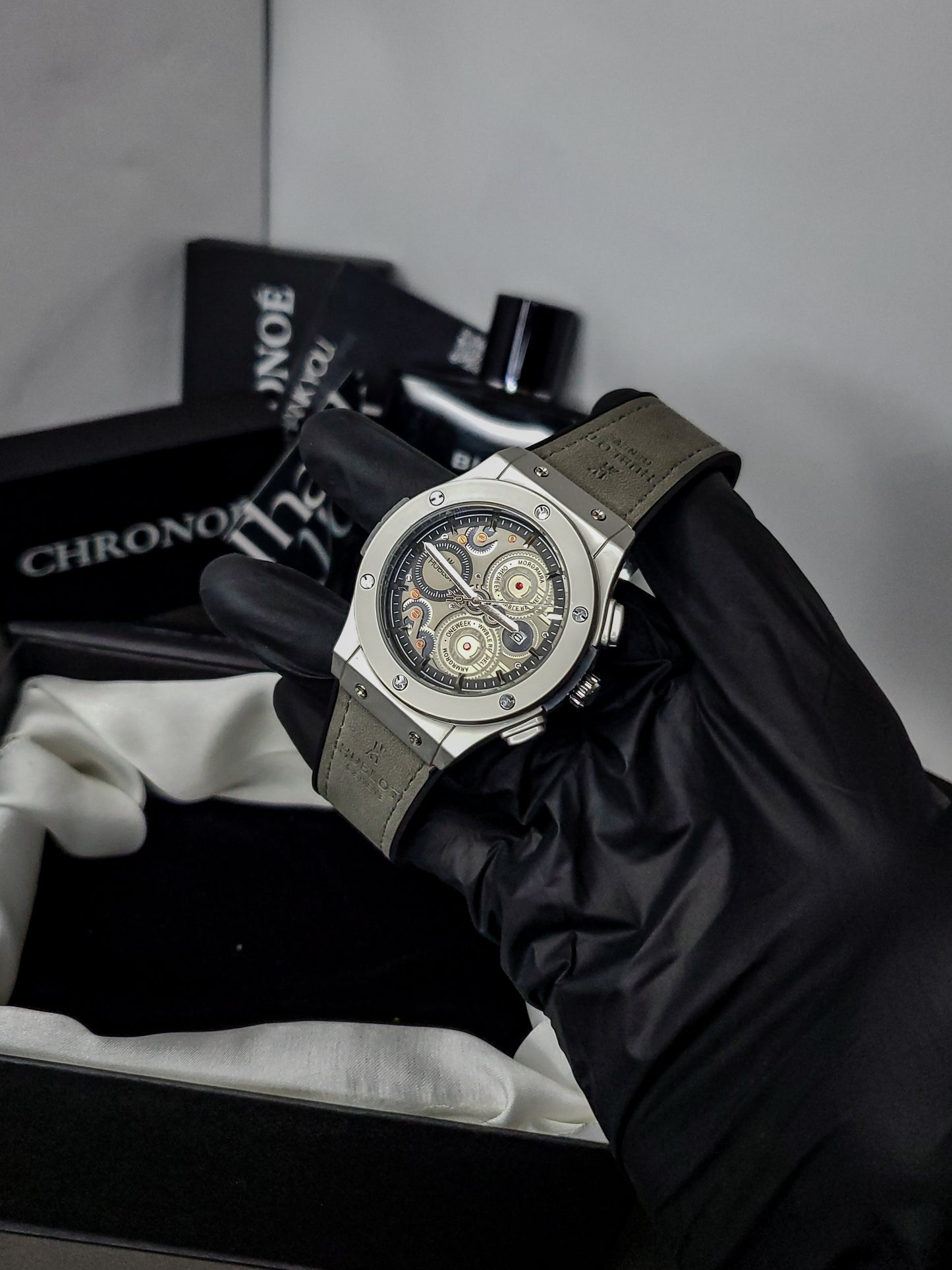 Hublot Vista - Leather Strap - Grey - Noir Edition (60% OFF)