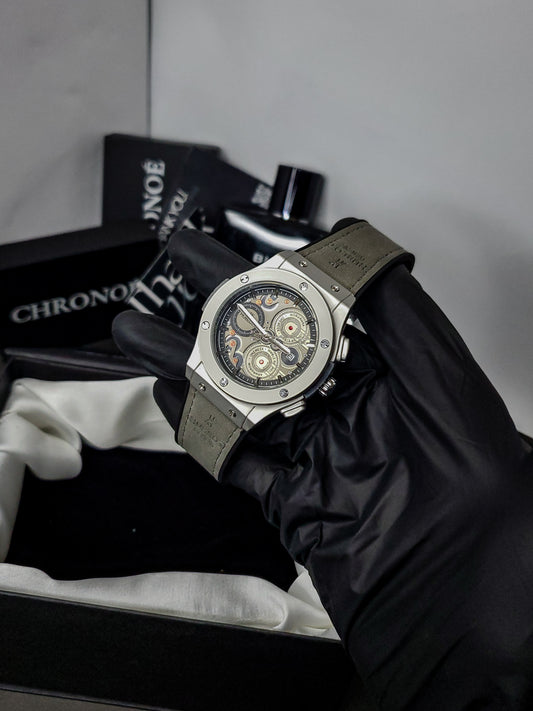 Hublot Vista - Leather Strap - Grey - Noir Edition (60% OFF)